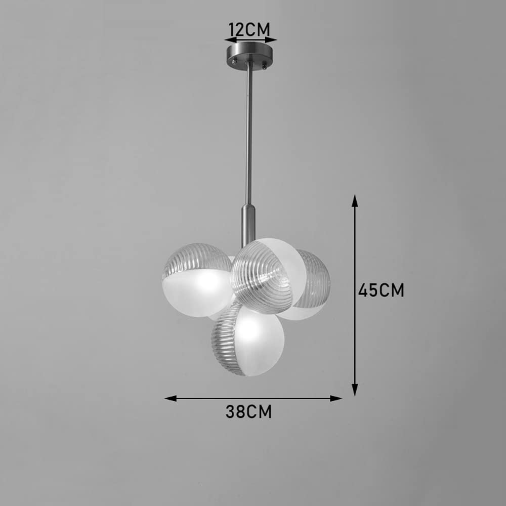Lámpara de techo de 5 Luces, semiempotrada, Estilo rústico, con Globo de Cristal, iluminación LED G9 para Porche, comedor, dormitorio y Sala de estar. Fabricada en China.