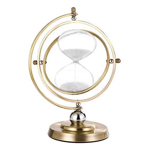 Hourglass Sand Timer 60 Minute, 360° Rotating Sand Clock 60 Minutes, Vintage Metal Sand Watch 60 Min, Unique Sandglass Timer 1 Hour Glass for Brass Decor