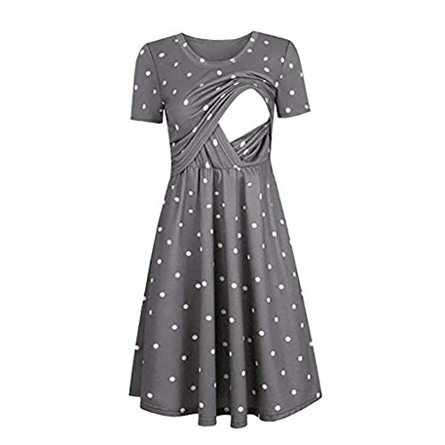 Vestido de maternidad para mujer, color liso, para lactancia, para verano, para invitada de boda, gris, XXL