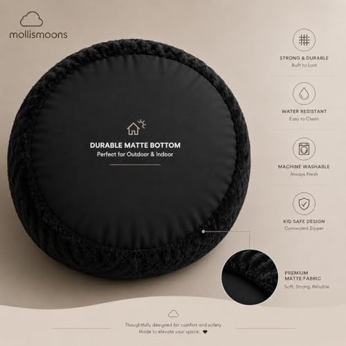 Image of Mollismoons Bean Bag XXXL Size for Adults & Kids Fur bin Bag Luxury Bean Bag Chair (Bean Bag Without Beans Cover(Assembly Required), Black)