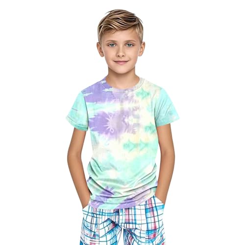 Girls Short Sleeve T-Shirts Cute Tie Dye Casual Boys Summer Tops Loose Crewneck Basic Tees for Kids 3-14 Years3