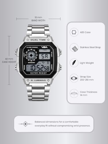 V2A Stainless Steel Unisex Multifunction Digital Sports Watch - Image 3