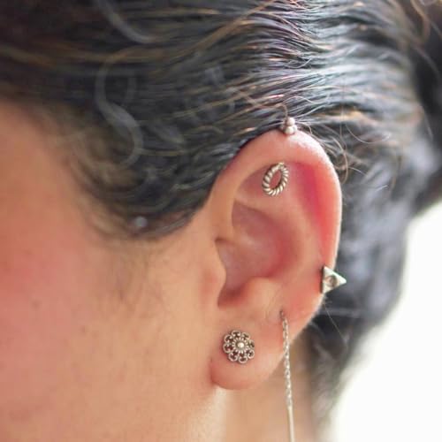 Image of Quirksmith 925 Sterling Silver Bugadi Earrings /Helix Piercing Studs with 925 Stamp And Certificate Of Authenticity /Gift for women