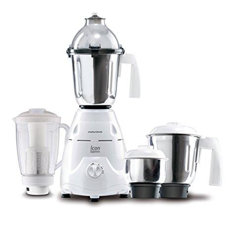 Morphy Richards Stainless Steel Icon Supreme 750-Watts Mixer Grinder 4 Jars (White), 750 Watts