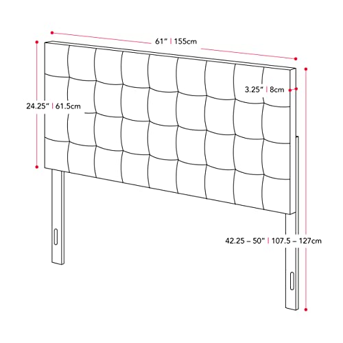 Corliving Valencia Dark Blue Fabric Upholstered Headboard - Queen #TOP5