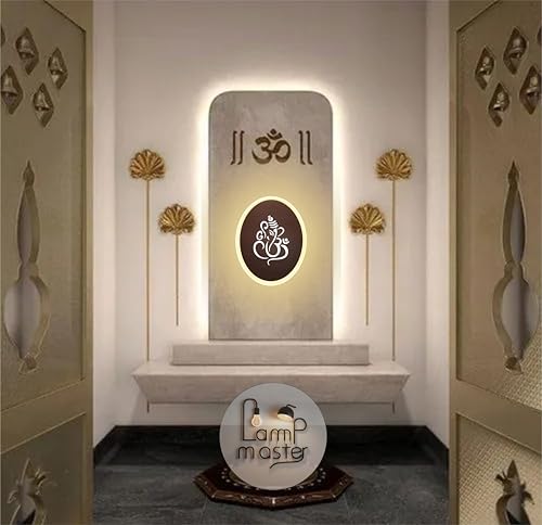 Ganpati LED Wall Light - Rose Gold & Frosted Acrylic | 23cm | Warm White | Ideal for Temple, Living Room, Bedroom, Pooja Room, Mandir, Shops, Hotel (Oval - Ganesh - Rose Gold - P2)
