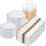 Nervure 700PCS Gold Plastic Plates - Gold Plastic Dinnerware Sets for 100 Guests - 200 Disposable Plates, 300 Silverware, 100 Cups, 100 Napkins for Wedding & Party & Independence Day