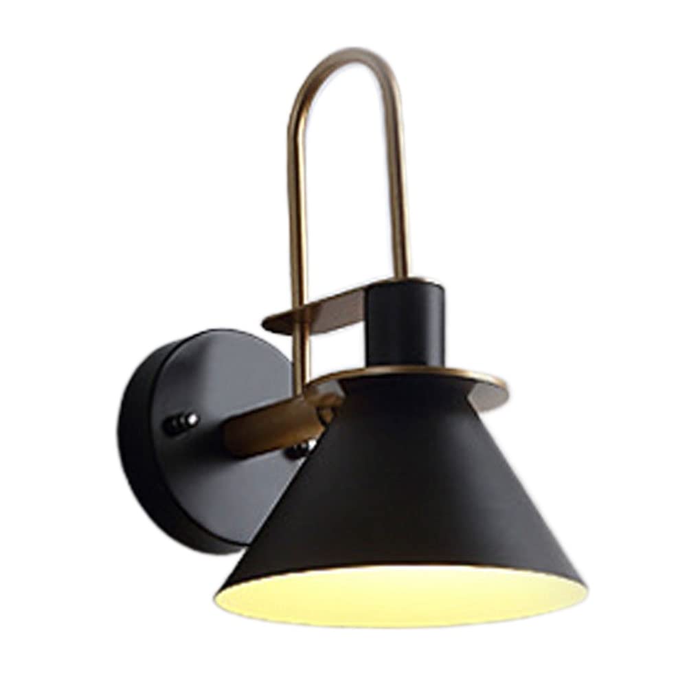 SMCCYYSD Light Luxury E27 Metal Bedside Wall Lamp - Minimalist Indoor Lantern for Living Room & Bedroom, Creative Sconce Aisle, Corridor Hotel Stairs Lighting (Black)