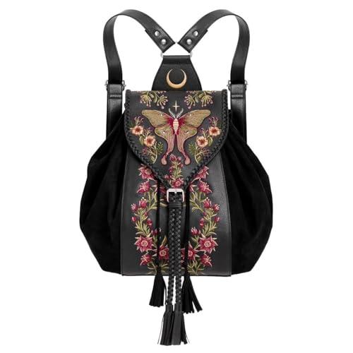 Sac à dos gothique durable Restyle Wilderwood avec broderies mystiques haute qualité