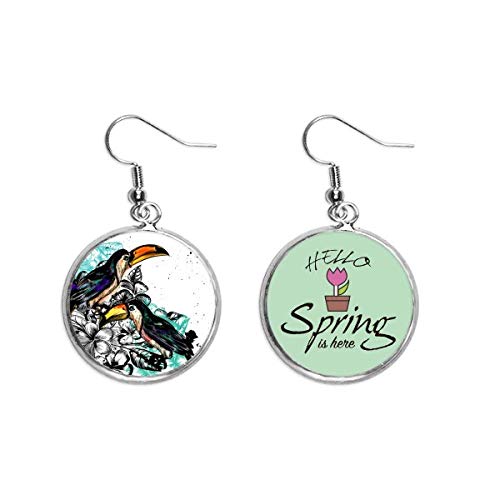 Pendientes de ave tropical de primavera joyería colgante decorativo de tinta