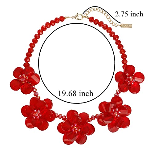 Beryohz Handmade Floral Crystal Collar Necklace With Color Plated Glass For Women (Bn-0003-Red) #TOP5