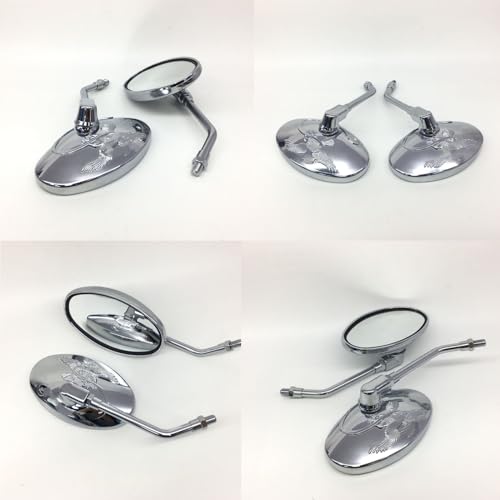 Espejos retrovisores de moto ovalados 10mm con acabado cromado premium para VT500 4