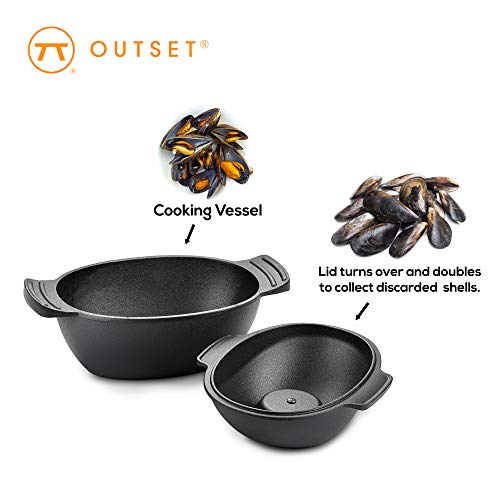 Outset 76495 Cast Iron Seafood and Mussel Pot with Lid for Empty Shells, 2.5 Quart by Fox Run - Image 3