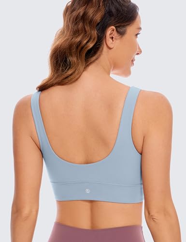 Image of CRZ YOGA Butterluxe U Back Sports Bras | Light Support, Removable Pads, Yoga, Extremely Soft, Longline, Scoop Neck, Wide Straps, for Women