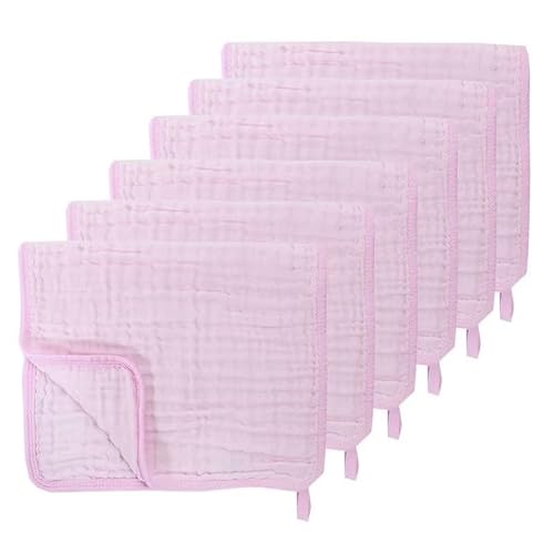Eray Burp Cloths For Baby Muslin Washcloths Towel For Newborn Bath Face Towel 20"X10" - 6 Pack Baby Wipes Good For Delicate Skin - Baby Registry As Shower £¨Pink£© #TOP11