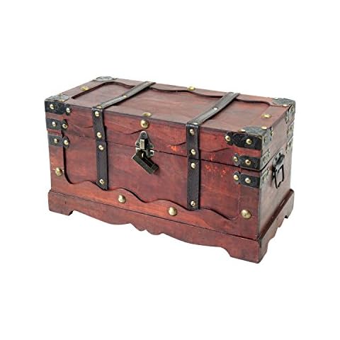 HMF 6400-140 Schatztruhe aus Holz mit Schloss | 40 x 19 x 22 cm | Groß | Frankreich Cover
