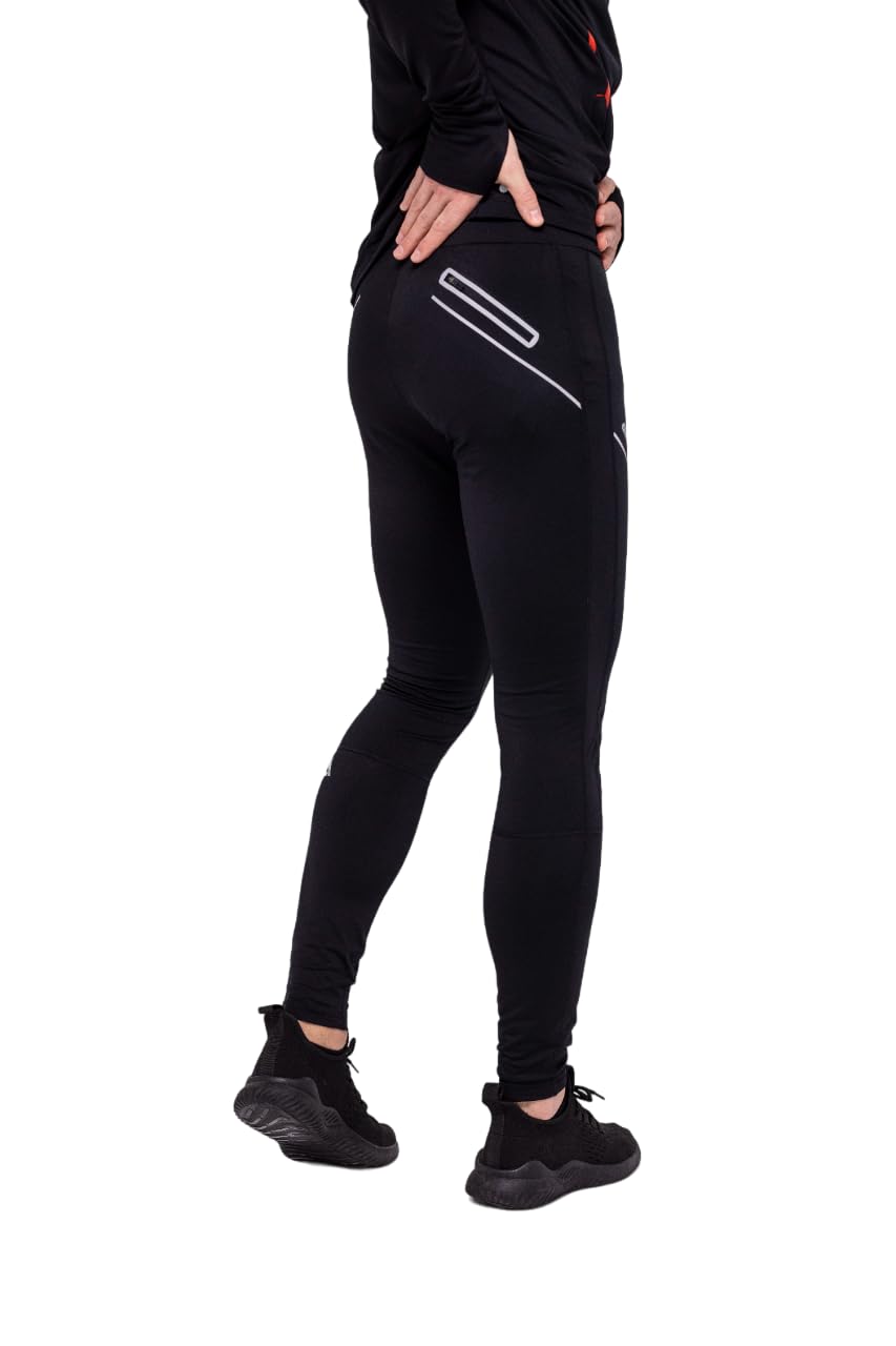 Airtracks Herren Winter Funktions Laufhose Lang Pro Line - Thermo Running Tight - Lauftight - Warm - Atmungsaktiv - Reflektoren