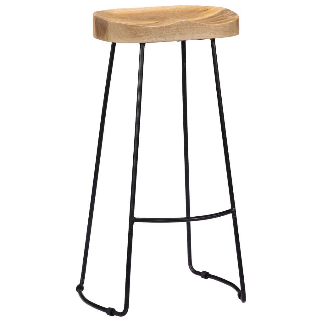 vidaXL Juego de 2 taburetes de bar de madera maciza de mango para comedor, cocina, muebles de bistró, asientos de mostrador, asientos de madera de estilo vintage