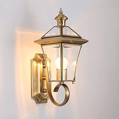Ksovv Vintage Outdoor Wall Light Sconence Impermeable Iluminación al Aire Libre Lámparas de Latón Lámpara Luz Rústica LED Linterna E27 Antigua Villa Patio Park Jardín Luces (Color : Frosted)