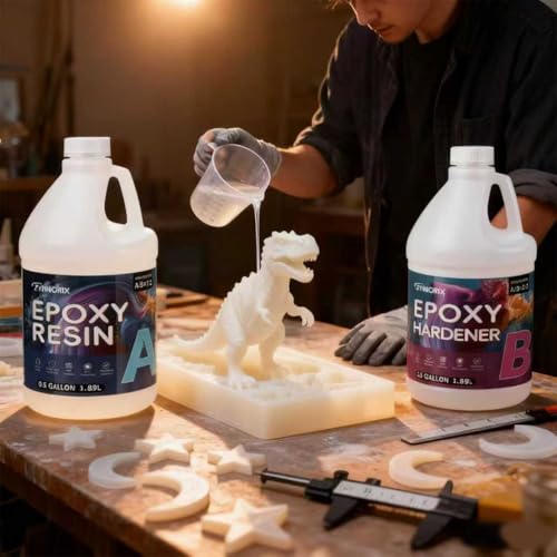 ZYNNORIX Epoxy Resin Kit, Crystal Clear Epoxy Resin,Strong, Durable, not Yellowing, no Bubbles,Self Leveling,for DIY, Jewellery, Table top, Molds, Wood, Resin Epoxy - for Beginners & Pros,1 Gallon