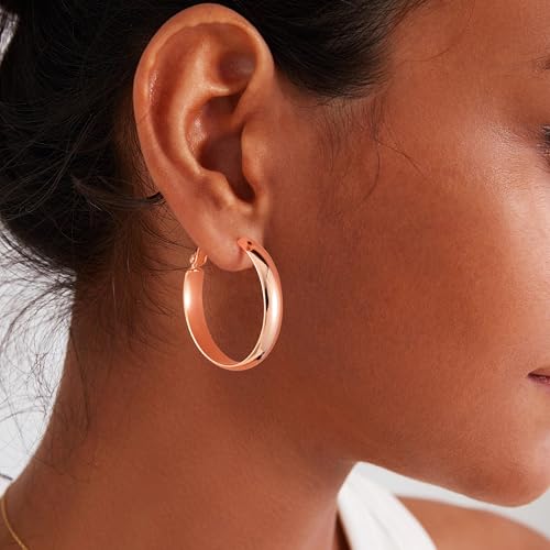 Image of Gacimy Gold Hoop Earrings for Women with 925 Sterling Silver Post | Hypoallergenic Lightweight Thick Hoops Earrings for Women Trendy Jewelry Gift