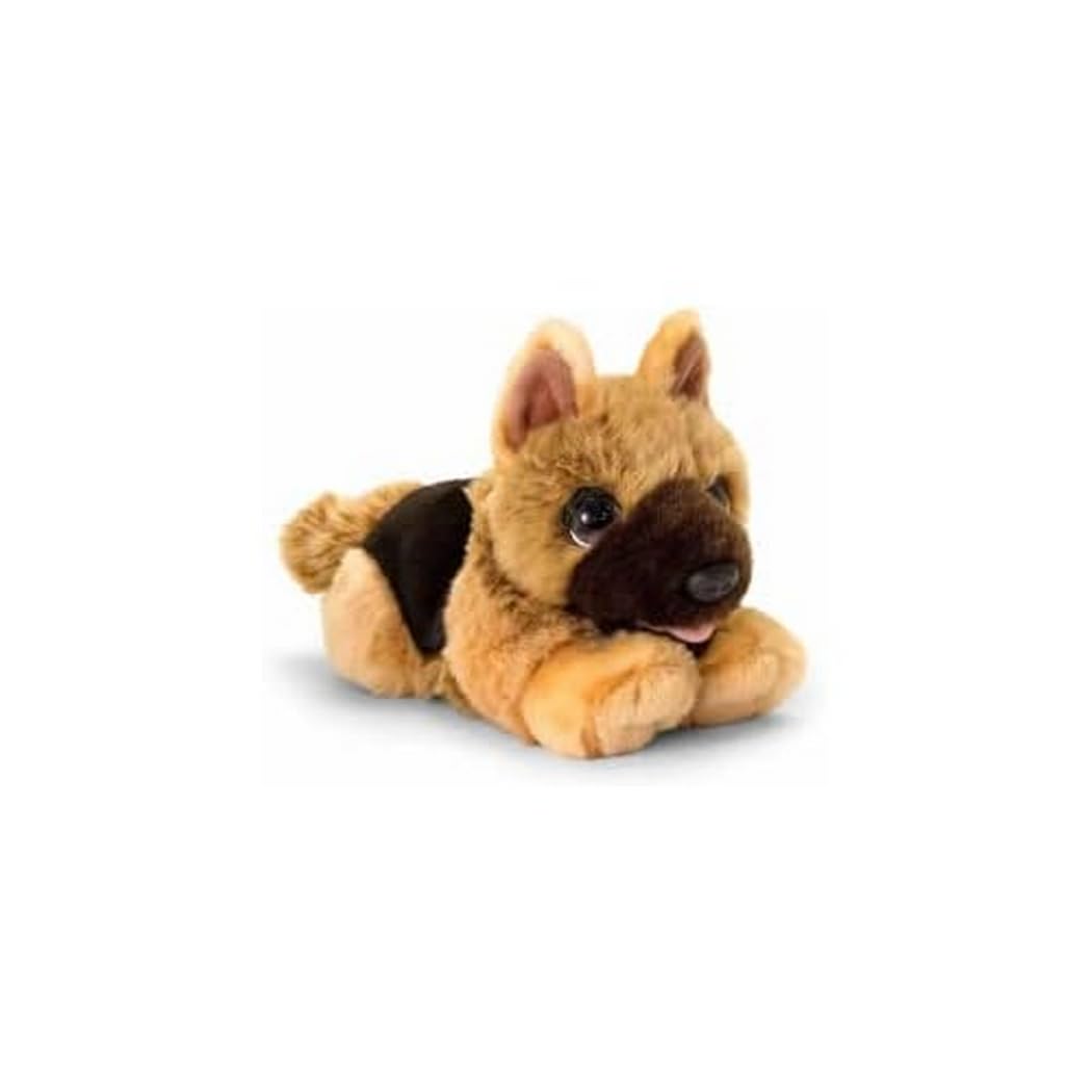 Keel Toys SD2532 Yumuşak Oyuncak İmzalı Yavru Köpek Alsatian, Siyah, Kahverengi