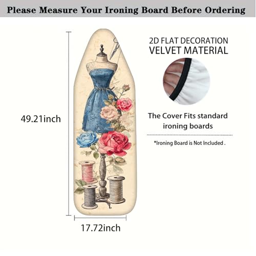 Image of Nuxovilar Vintage Sewing Floral Ironing Board Cover 18x49 Polyester