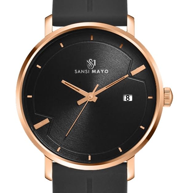 Image of Analog Watch for Men with Silicone Band | Magnetic Lock Strap | Japanese Quartz Movement | Water Resistant | Formal & Casual Wristwatch Gift