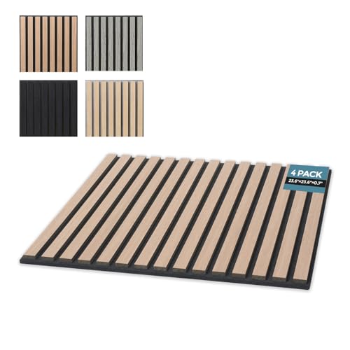 AKUMAX Wood Acoustic Wall Panel -Wooden Sound Absorbing Panel for Walls, Acoustic Panelling-Noise Reduction Wood Panel for Home -Ceiling and Sound Absorbing-Fire Retardant & FSC-2400x600mm(Walnut)