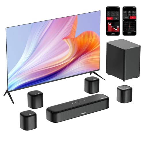 ULTIMEA 7.1 Soundbar für TV Geräte, Dolby Atmos Surround Sound System mit 4 Surround Lautsprechern, TV Soundbar mit Subwoofer für Heimkino Soundsystem, App, HDMI eARC, Bluetooth...