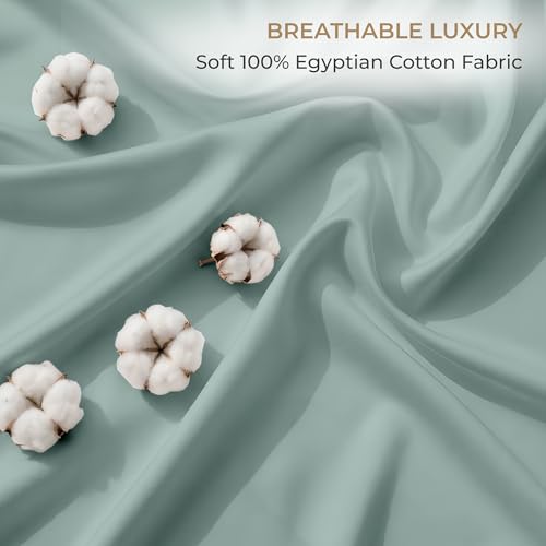 Image of SGI bedding 100% Egyptian Cotton Sheets RV King Size - 600 Thread Count Sheets Set, Soft, Cooling, 15 inch Deep Pocket, Luxury Hotel Bedding, Breathable, Durable - Aqua Green