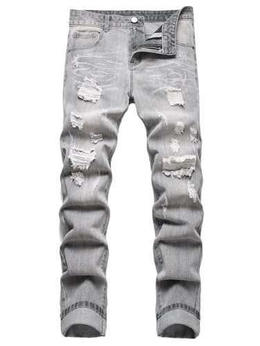 Men's Jeans Slim Fit Comfort Straight Leg Casual Mid Waist Denim Pants