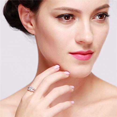 Uloveido Women Princess Cut Cubic Zirconia Wedding Engagement Ring Square CZ infinity Rings with Halo WX0132