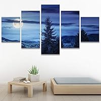 SIGNWIN 5 Panel Canvas Wall Art Modern Art Coastal Colorful Multicolor Photography Romantics Sunset for Home Decorations Ready to Hang - 60