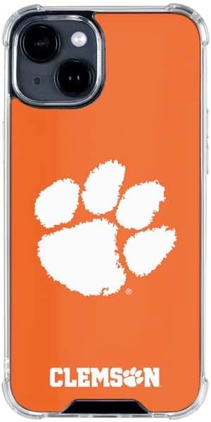 Skinit Clear Phone Case Compatible with iPhone 15 - Officially Licensed Clemson University Tiger Print Design