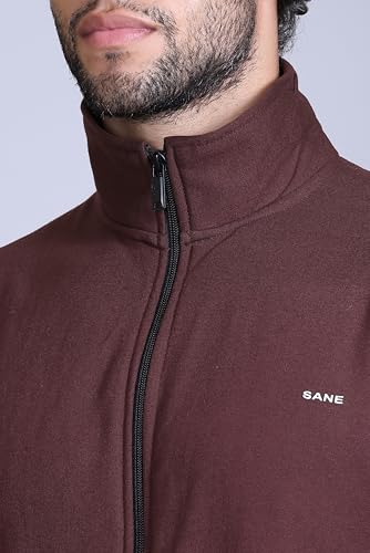 Image of SANE ORIGINALS Winter Fleece Tracksuit with Zip for Men || Full Zipper Sweatshirt and Pajama Set for Men