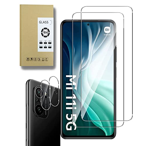 Dision [2 Piezas] Protector de Pantalla Compatible con Xiaomi Mi 11 I/Redmi K40 +[2 Piezas] Protector de Lente de Cámara[Instalación Fácil,Tecnología de Defensa Múltiple] Vidrio Templado