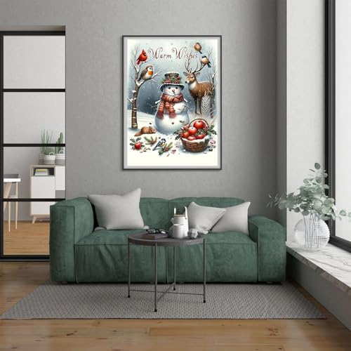 CHWGLFGG Christmas Snowman Diamond Art Kits for Adults Beginners, DIY 5D Full Round Drill Diamond Painting Kits Deer, Paint by Diamonds Dot Gem Art Crystal Cardinal Easy,Home Wall Decor 12 X 16 Inch - Thumbnail 2