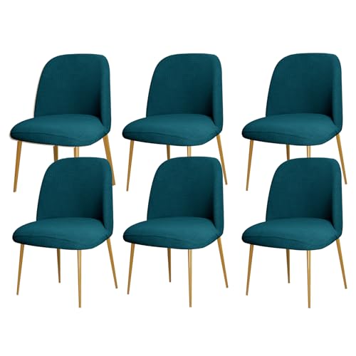 JHOMHF Juego De Fundas For Sillas De Comedor Con Respaldo Curvo Elásticas De 1/2/4/6 Piezas, De Estilo Moderno Mediados Siglo Sin Brazos For Decoración Cocina Sala De Estar Comedor(Dark Blue,6pcs)