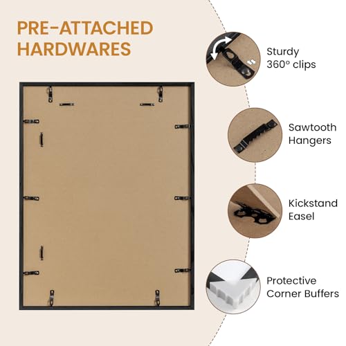 Image of 19x25 Picture Frame Oak Wood,19 inchx25 inchBlack Color Wooden Frames with Tempered Glass,25x19 inch Wall Gallery Poster Frame with No Mat,19 by 25 Frames Horizontal and Vertical for Wall Mounting