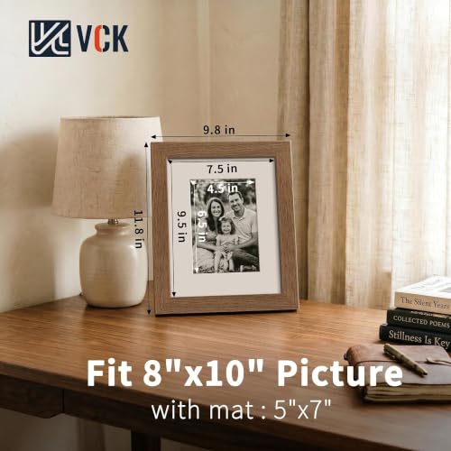 Image of VCK 8x10 Picture Frame 5 Pack, Walnut Exclusive Wood, HD Glass, for Photo