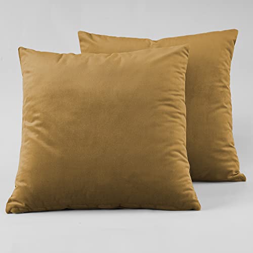 Image of HPD Half Price Drapes Cushion Cover 18 x 18 Heritage Plush Velvet - VPYC-190159-CC18PR - Pair, Retro Gold