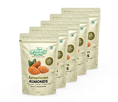 Grocery Farm American Almonds Whole Crunchy And Nutrient-Rich Badam | A Powerhouse Of Vitamin E, Magnesium & Calcium | Exquisite Taste And Authentic Quality | Pack Of 5-2.5Kg (B0BYP6K61K) Amazon Price History, Amazon Price Tracker