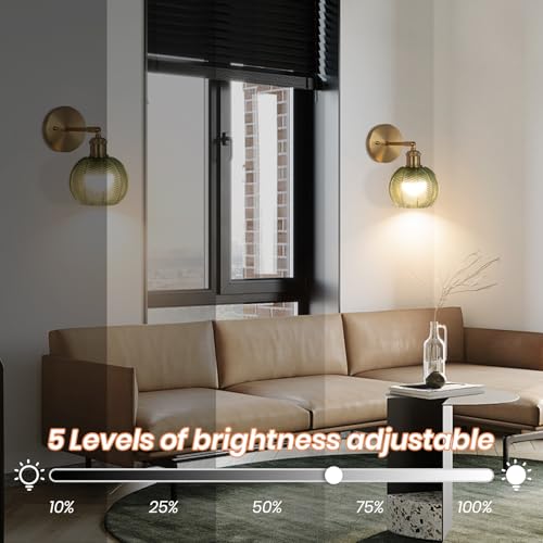 Image of Battery Operated Wall Sconce, Vintage Wall Sconce with Deep Green Tulip Glass Lampshade Rechargeable, Battery Wall Light with Remote,Wireless Wall Sconces, for Bedroom,Living Room, Hallway