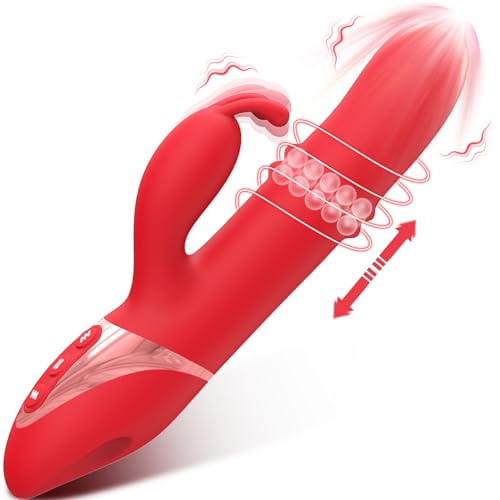 Vibratoren rabbit für Sie Klitoris und G-punkt mit Stoßfunktion,3 Arten der Teleskopdrehung...