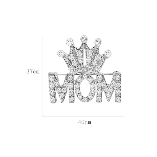 Image of Dainty Mom Crown Rhinestones Sparkly Brooches Pins Delicate Crystal Brooch Classic for Women Ladies Elegant Beautiful Lapel Pin Dress Suit Shirt Ceremony Clothes Accessories Jewelry Mother's Day