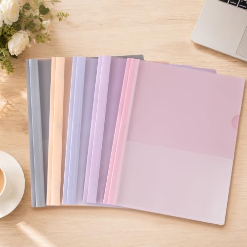 Image of Ndsox 5 Pack Clear Front Report Covers with 3-Prong Fasteners for 8.5 inchx11 inch | Plastic Presentation Folders for Business, 3-Prong Resume Folders for Interviews, 5 Colors Back, Letter Size, Office Supplies