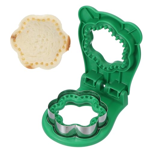 sourcing map Cortador de sándwiches sin corteza, con forma de flor, sellador de prensa para pan, cortador de galletas y sellador para bricolaje, desayuno, almuerzo, té de la tarde (verde)