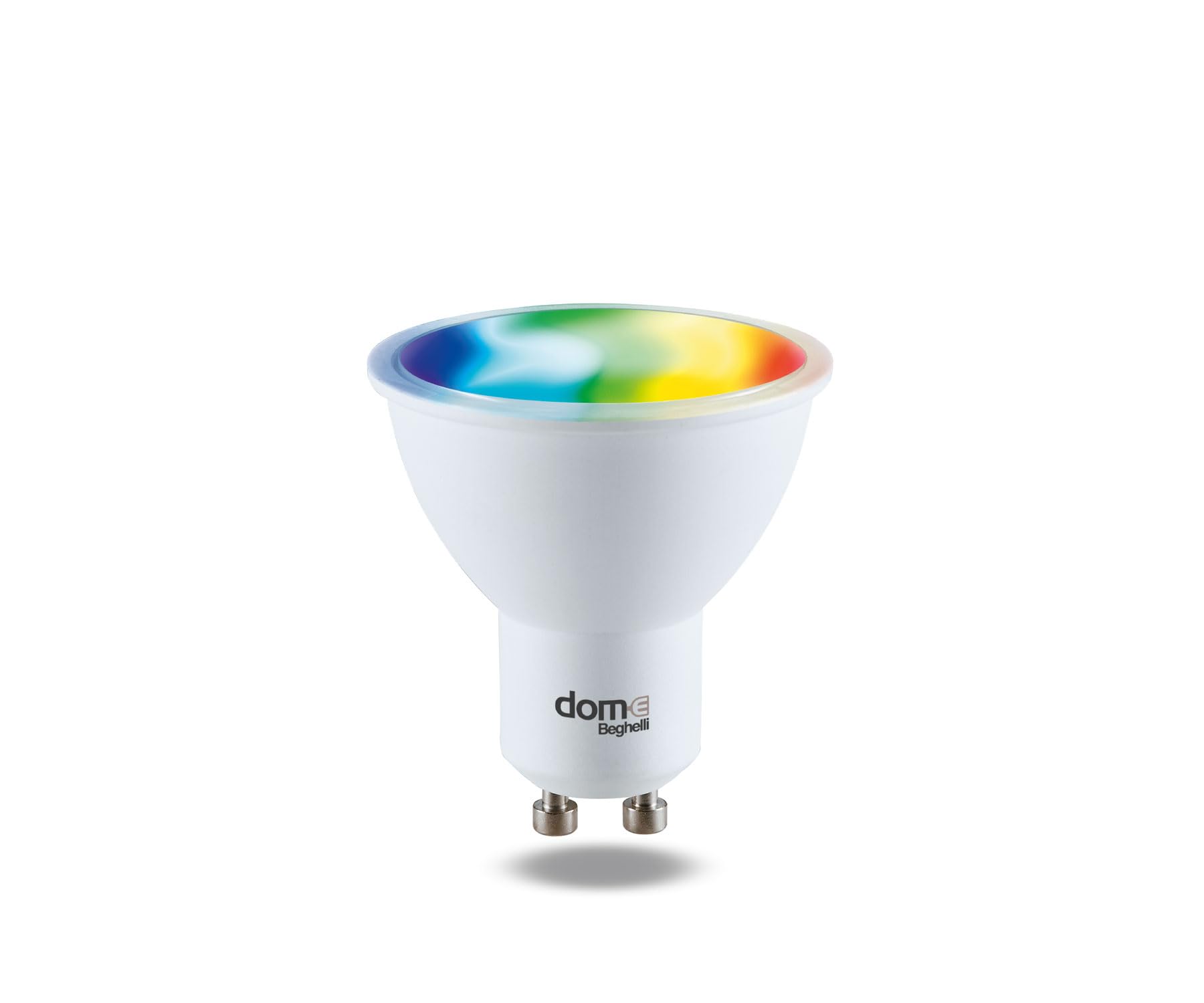 Beghelli - Lampadina LED Smart SPOT GU10 RGB-CCT WiFi Compatibile con Alexa, App Dom-e, Regolabile Intensità, Colori, Luce Calda e Fredda, Controllo Vocale, Domotica Facile, 1 Unità, Bianco