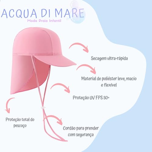 Acqua di Mare Chapéu Infantil, Boné Infantil Proteção UV 50+ (Rosa, Bebês (3 a 18 meses))